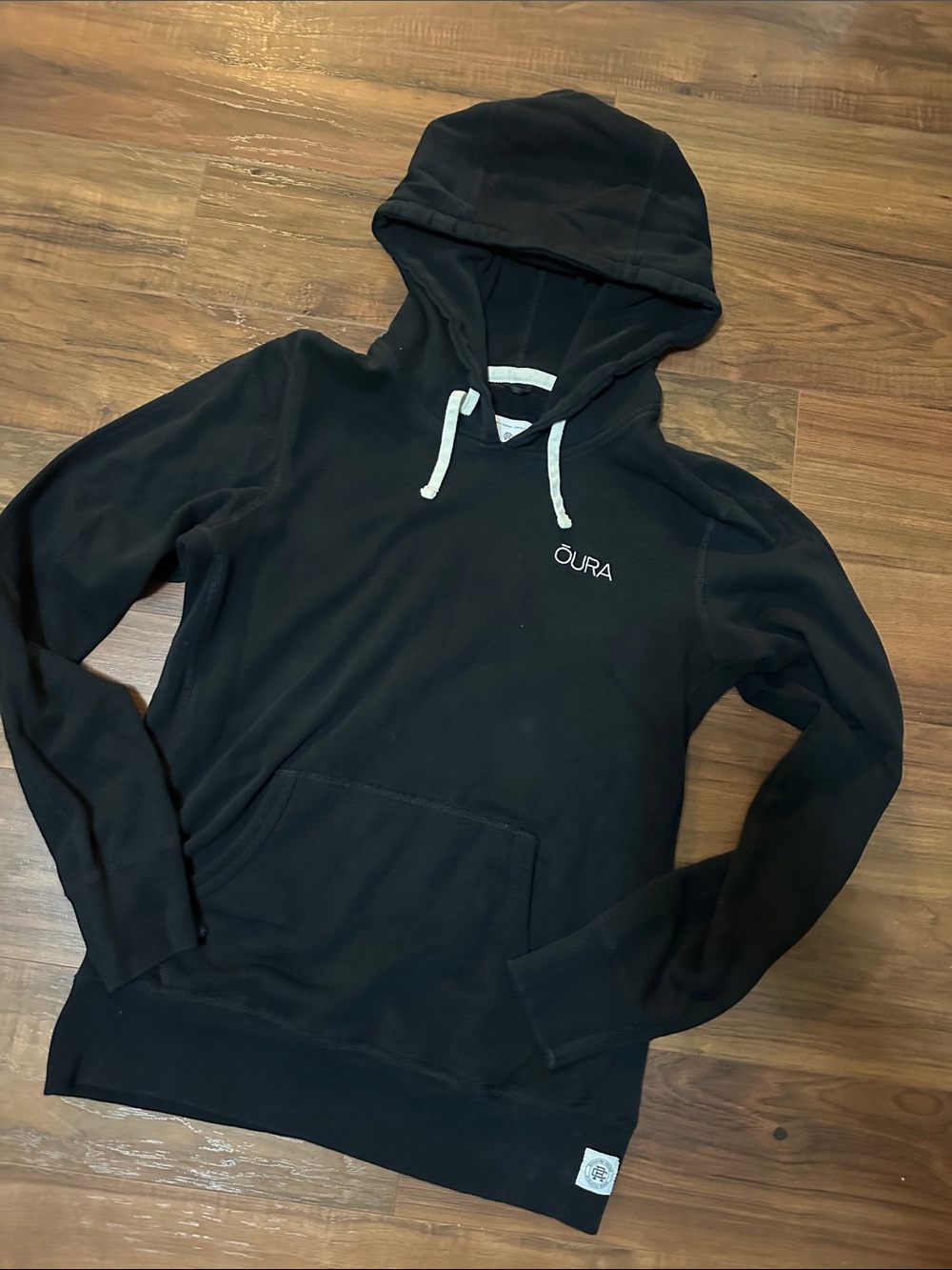 Oura Black Hoodie with White Drawcords